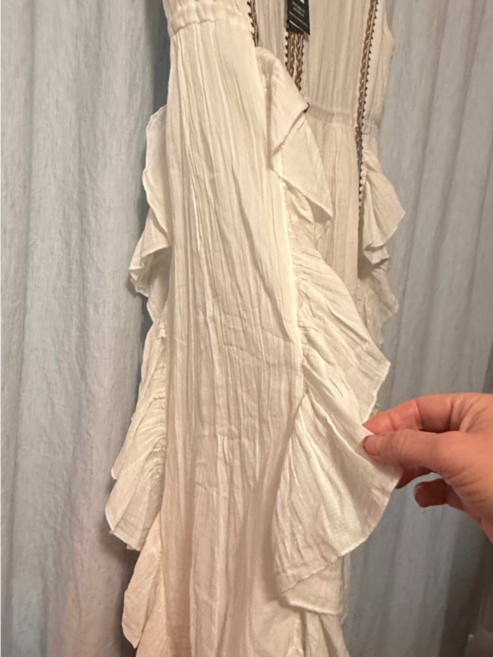 White Embroidered Ruffle Midi Dress - Picture 4 of 4